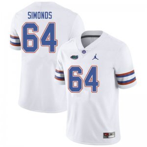 Men's Florida Gators #64 Riley Simonds NCAA Jordan Brand White Authentic Stitched College Football Jersey EAG6862NJ